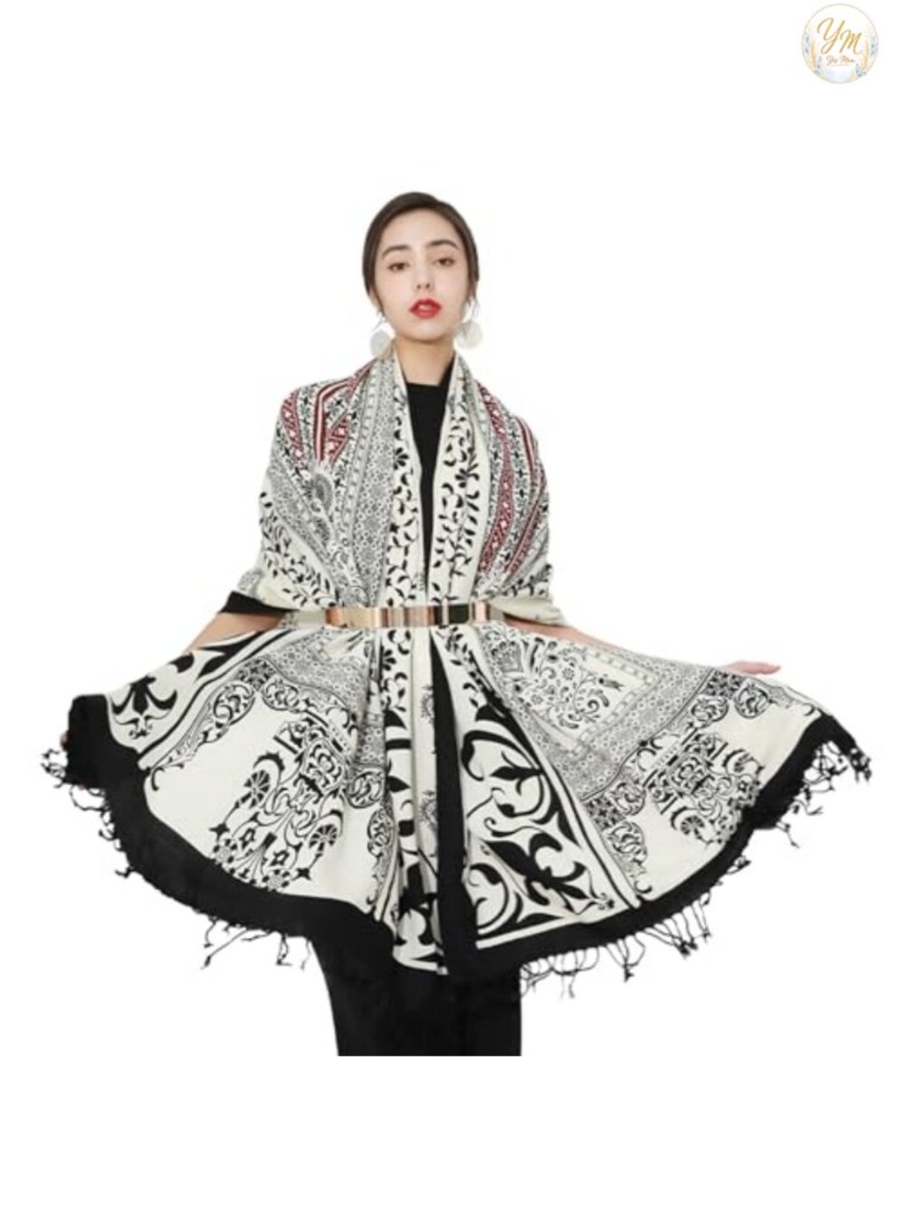 100% Merino Wool Oversized Pashmina Shawl Wrap for Women
